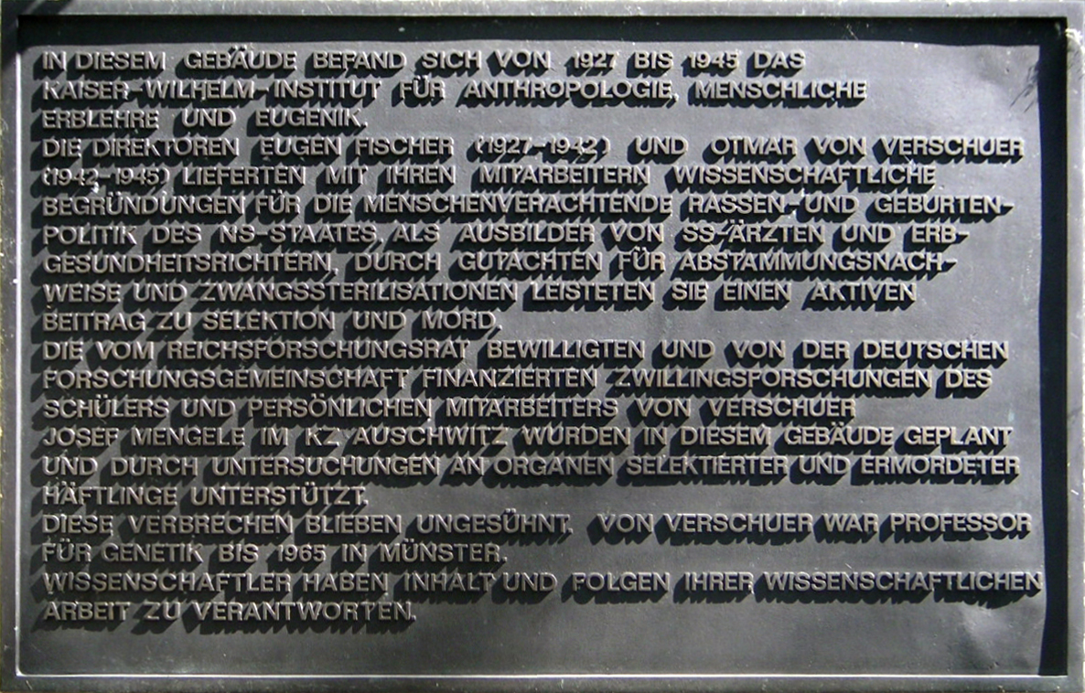 Gedenktafel des Kaiser-Wilhelm-Institut